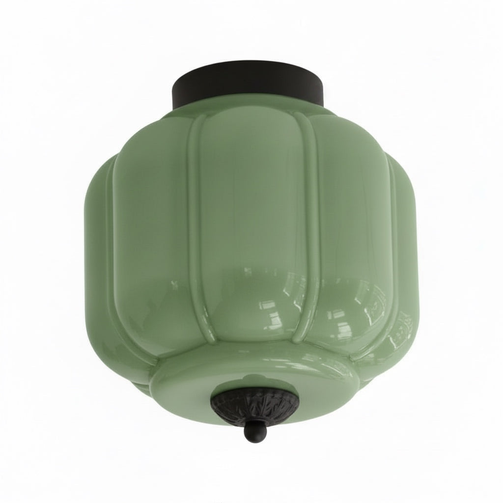 Milk Glass Ceiling Light With Glass Shade, Modern Flush Mount, Scandinavian Style | Temsk