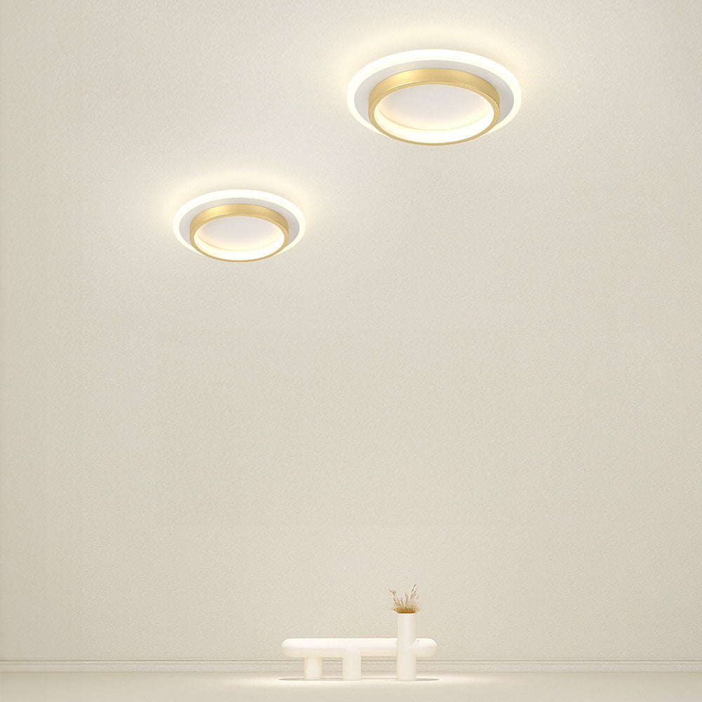 Round LED Ceiling Light With Halo Ring, Metal And Acrylic Flush Mount | Temsk