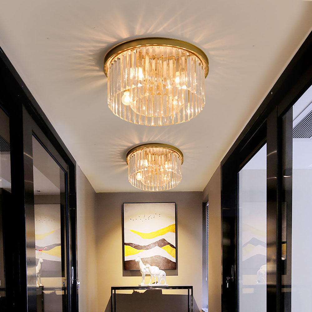 Gold Crystal Ceiling Light 40 Cm 4x E14 Living Room Hallway Bedroom | Temsk