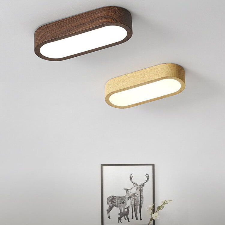 Natural Wood Grain Flush Mount LED Ceiling Light With Built-In 8W | Temsk