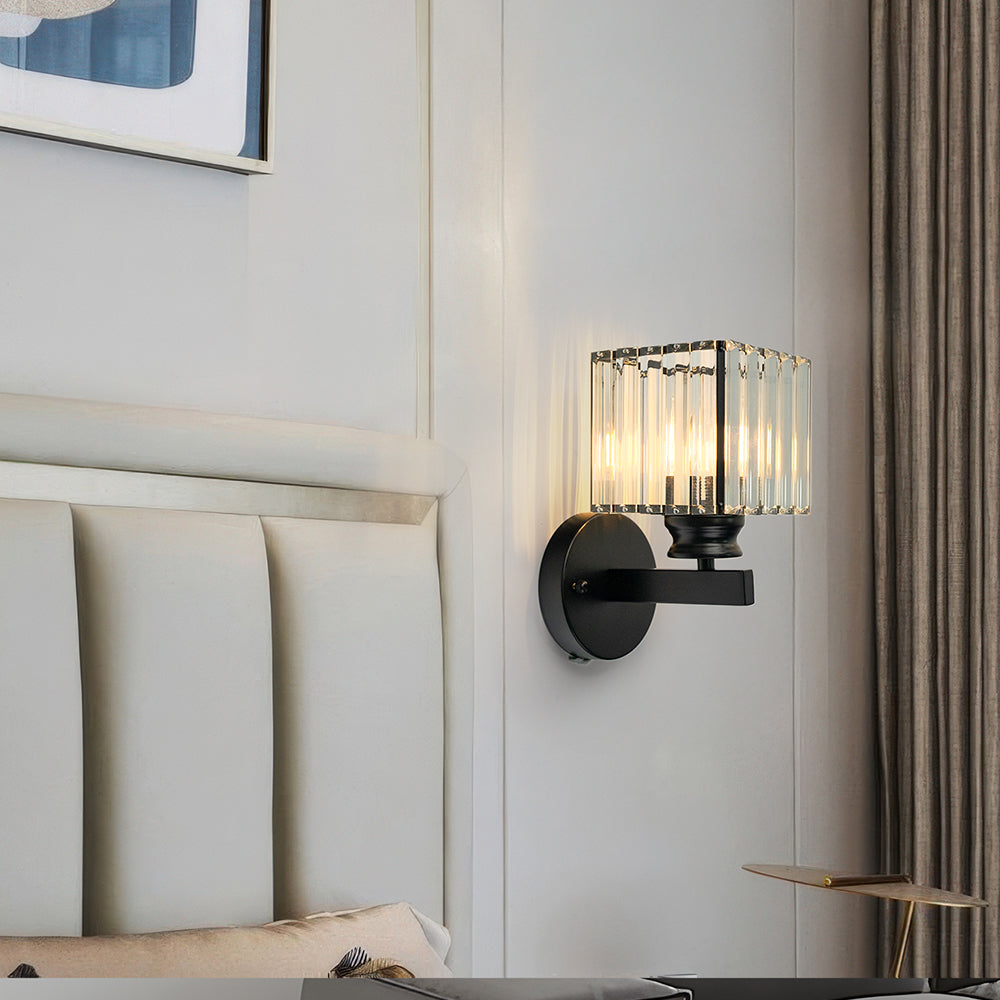 Kristall-Wandleuchte mit Glas- und Eisenfinish | Temsk