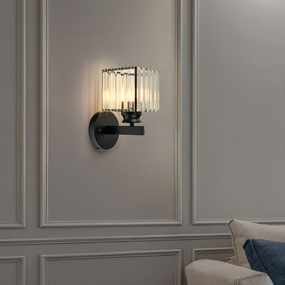 Kristall-Wandleuchte mit Glas- und Eisenfinish | Temsk