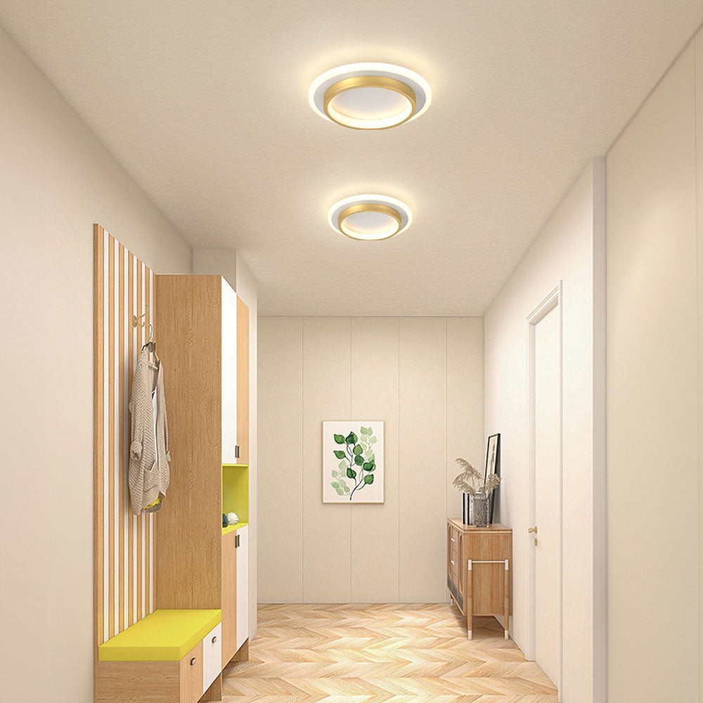 Round LED Ceiling Light With Halo Ring, Metal And Acrylic Flush Mount | Temsk
