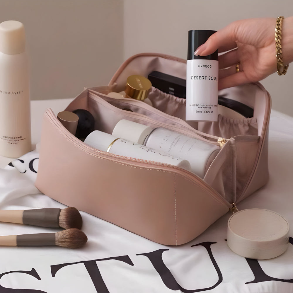 Travel Makeup Bag With PU Shell And Cosmetic Case Large Capacity | Temsk