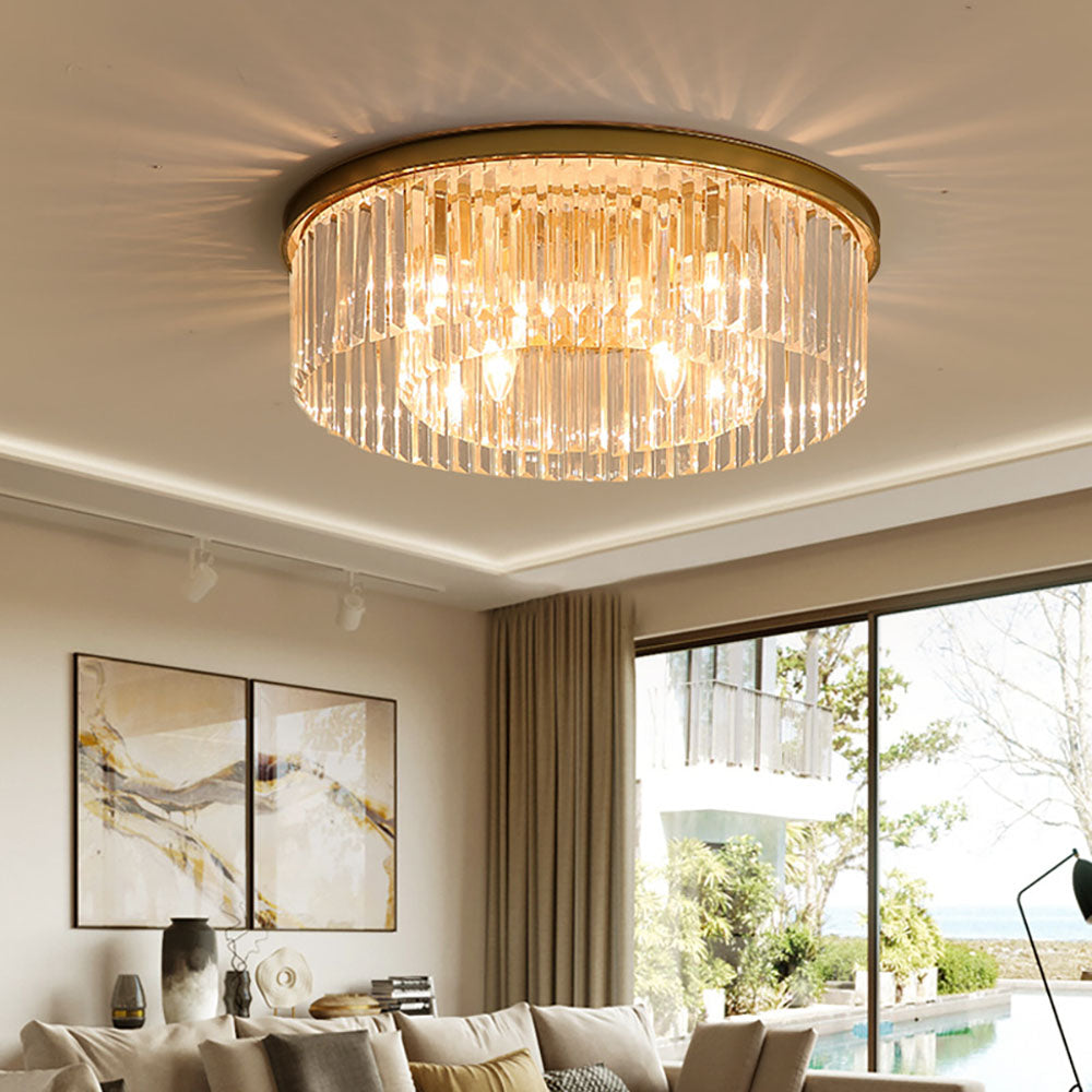 Gold Crystal Ceiling Light 40 Cm 4x E14 Living Room Hallway Bedroom | Temsk
