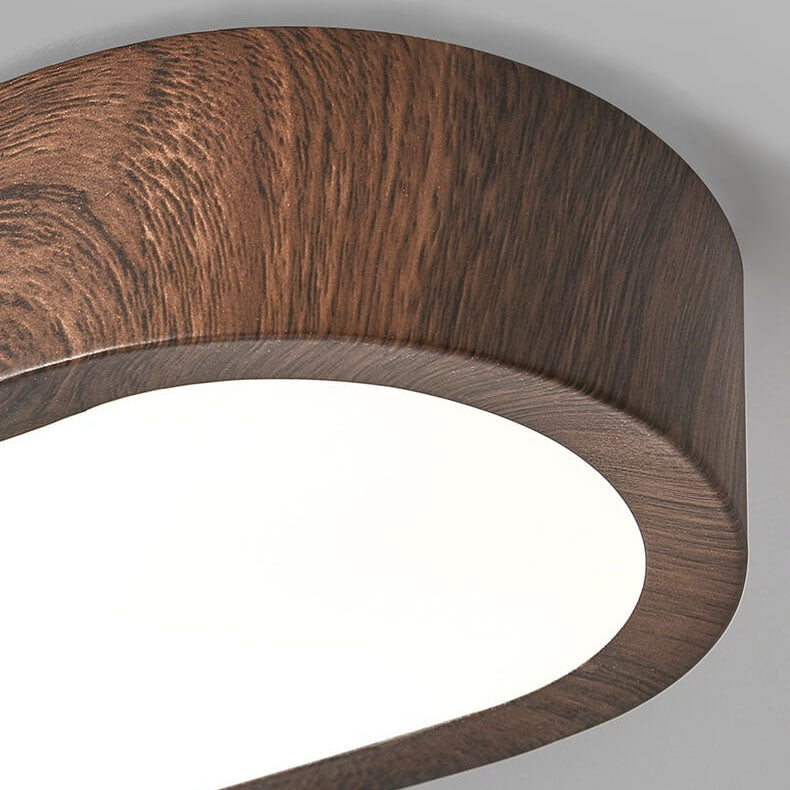 Natural Wood Grain Flush Mount LED Ceiling Light With Built-In 8W | Temsk