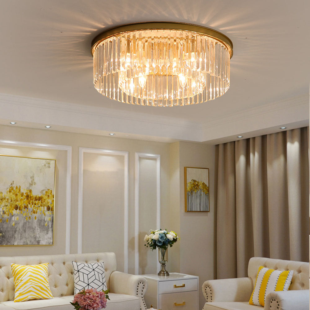 Gold Crystal Ceiling Light 40 Cm 4x E14 Living Room Hallway Bedroom | Temsk
