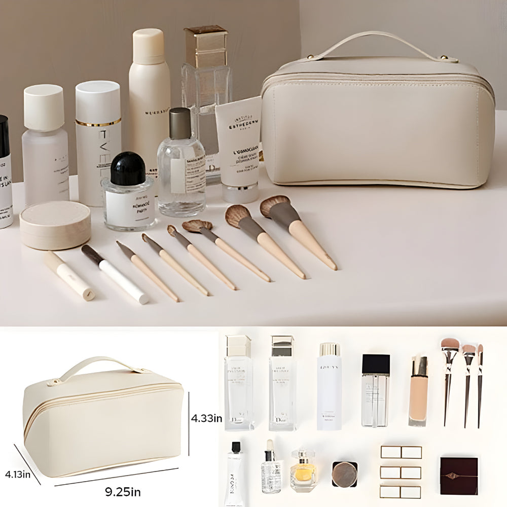 Travel Makeup Bag With PU Shell And Cosmetic Case Large Capacity | Temsk
