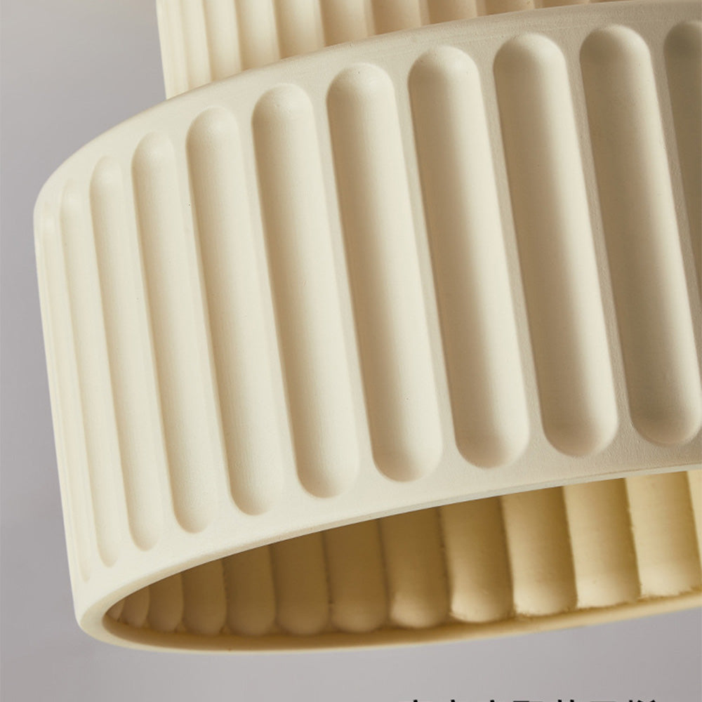 Ribbed Resin Ceiling Light E27 White Compact Retro Design Lamp For Living Room | Temsk