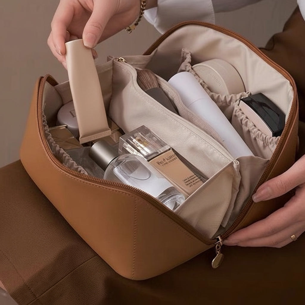 Reise-Schminktasche mit großem Fassungsvermögen und Kosmetik-Organizer | Temsk