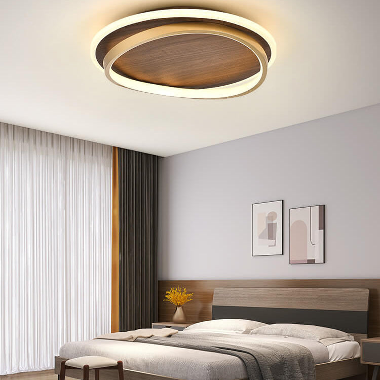 LED-Deckenleuchte mit Walnuss- und Goldrunddesign | Temsk
