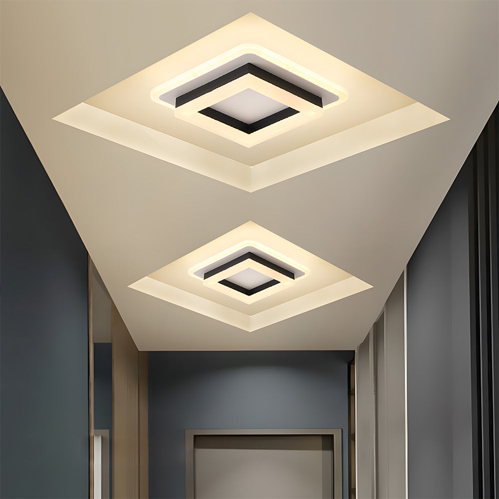 Quadratische LED-Deckenleuchte im Einbau-Stil für Flure und Wohnräume | Temsk