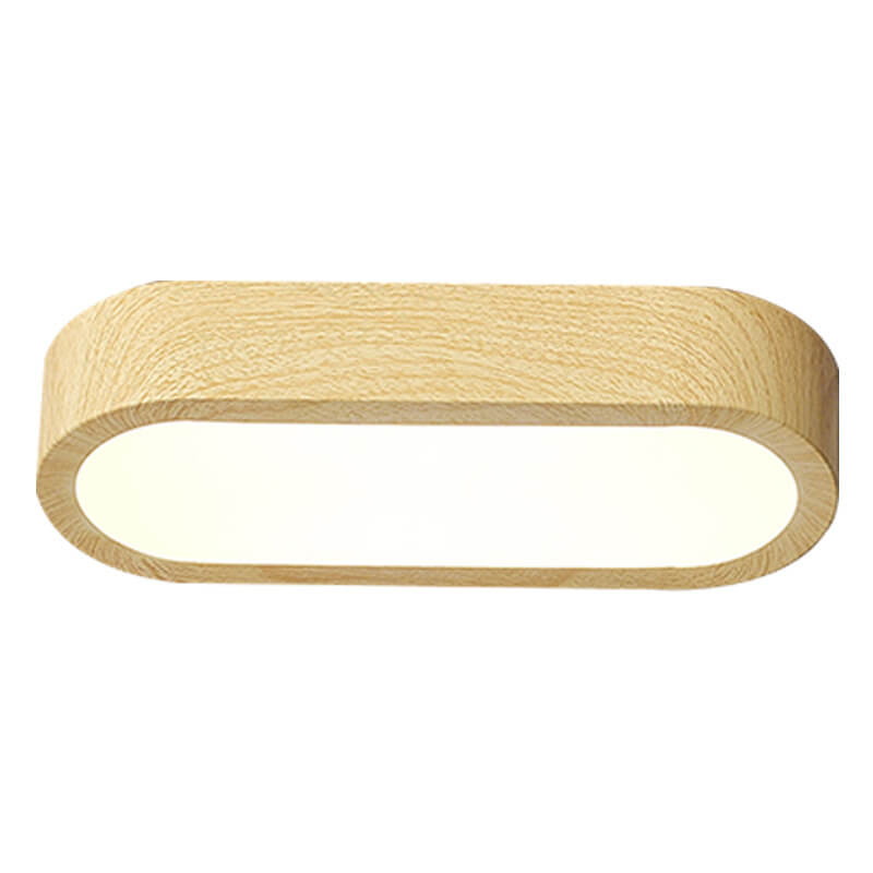 Natural Wood Grain Flush Mount LED Ceiling Light With Built-In 8W | Temsk