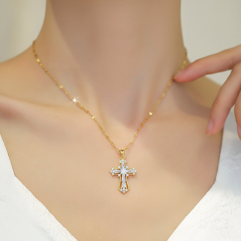Gold Cross Pendant Necklace For Mothers Day Gift Jewelry | Temsk