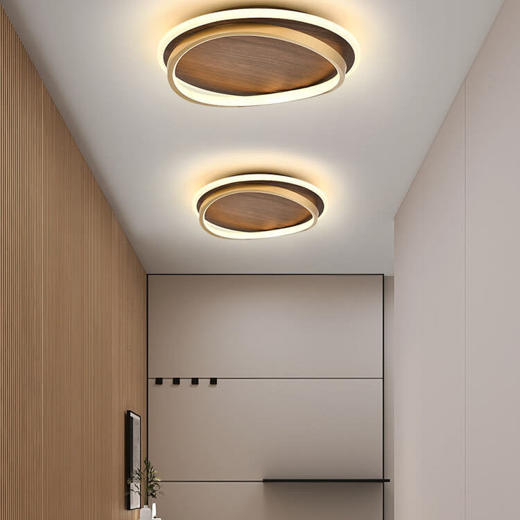 LED-Deckenleuchte mit Walnuss- und Goldrunddesign | Temsk
