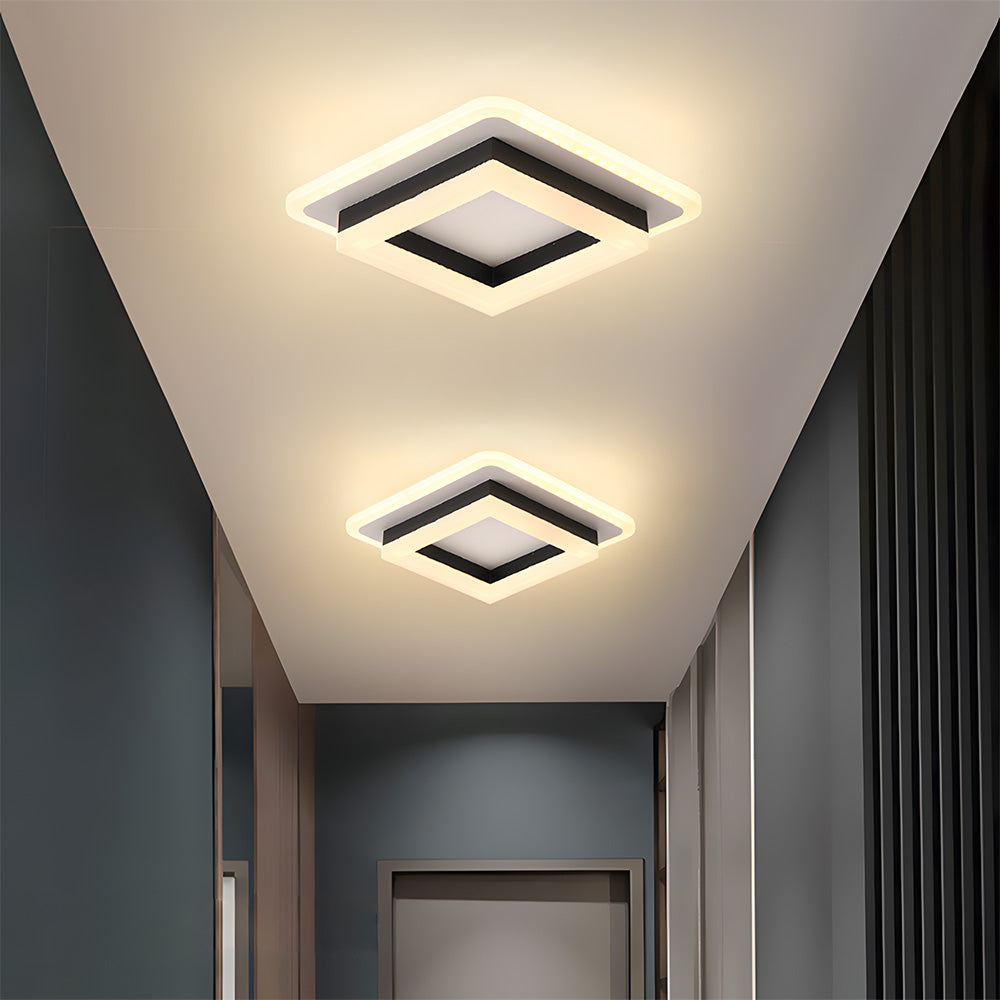 Square LED Ceiling Light With Modern Metal And Acrylic Flush Mount | Temsk