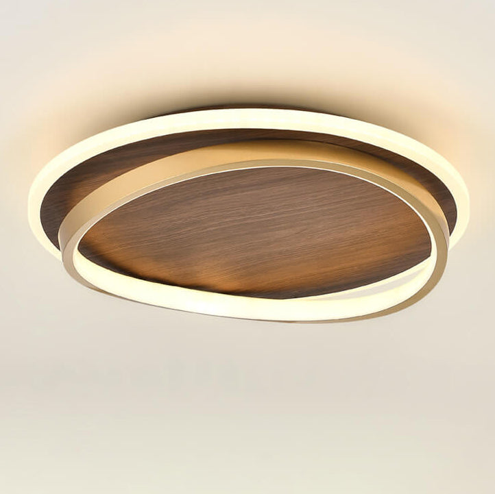 LED-Deckenleuchte mit Walnuss- und Goldrunddesign | Temsk