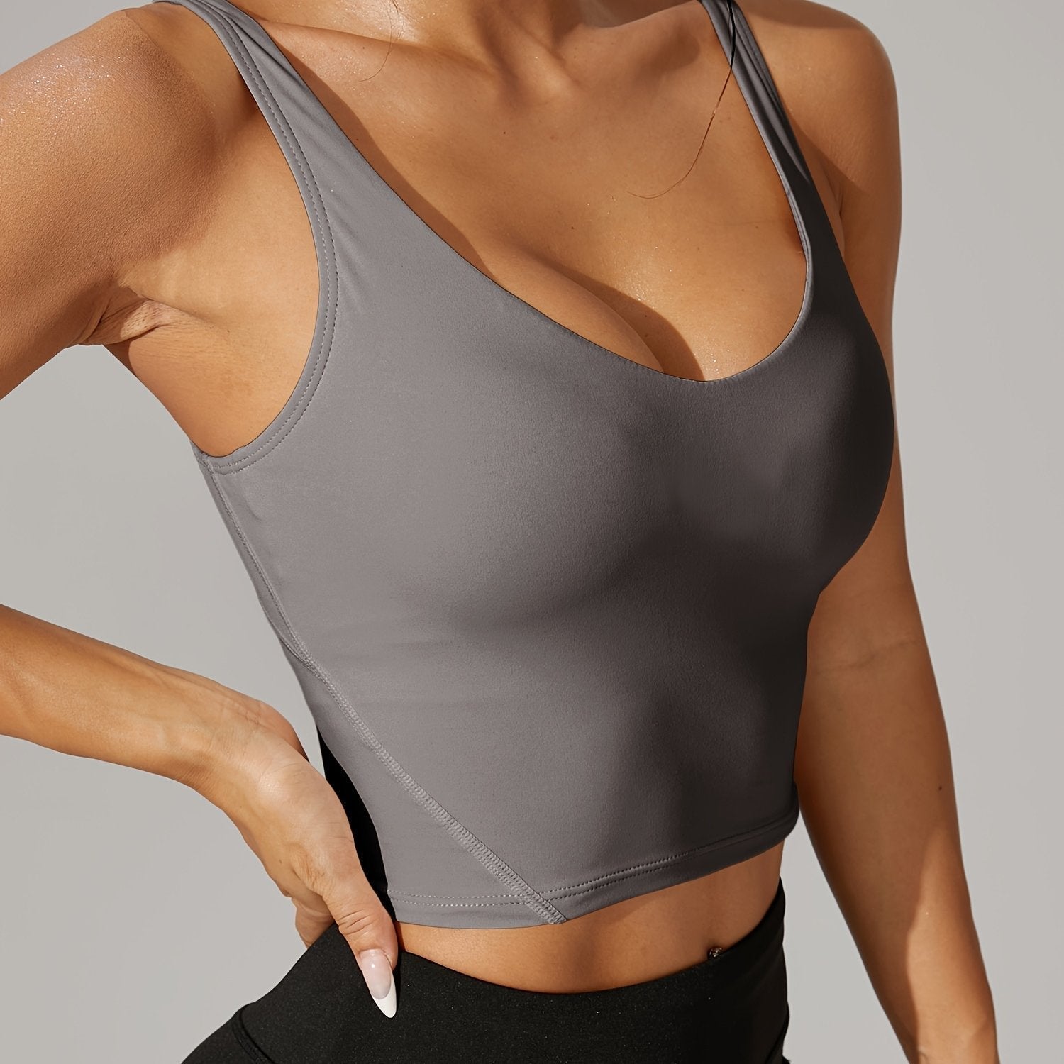 Pickleball Crop Tank Top With Backless Design And V Neck | Temsk