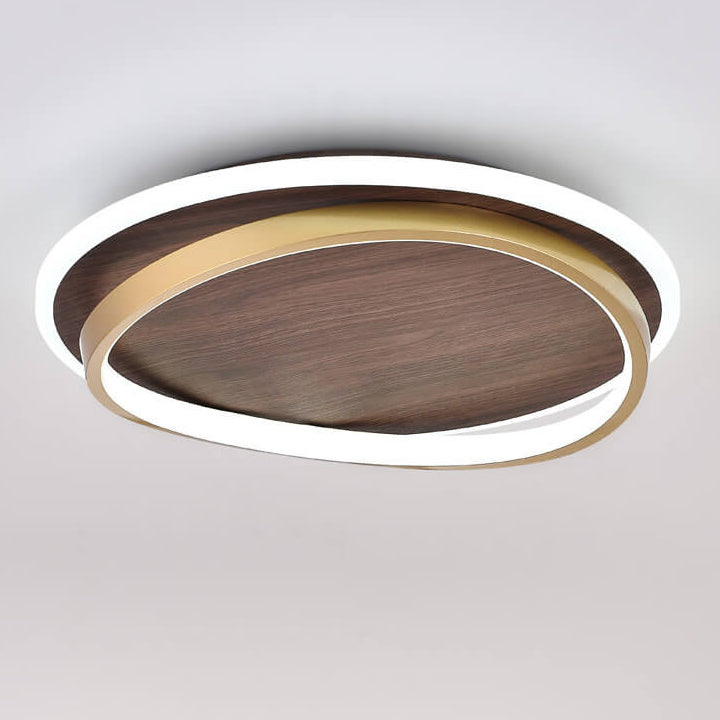 LED-Deckenleuchte mit Walnuss- und Goldrunddesign | Temsk