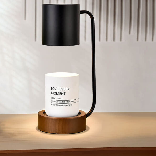 Japanischer minimalistischer Wachsschmelzer mit Holzsockel und dimmbarem Licht | Temsk