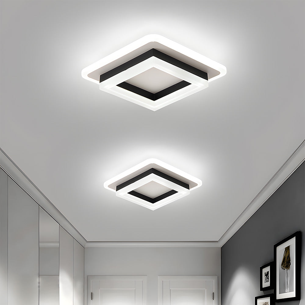 Square LED Ceiling Light With Modern Metal And Acrylic Flush Mount | Temsk