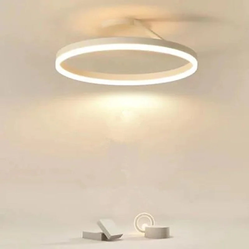 Dimmable LED Ring Ceiling Light Metal and Acrylic 50cm Black White | Temsk