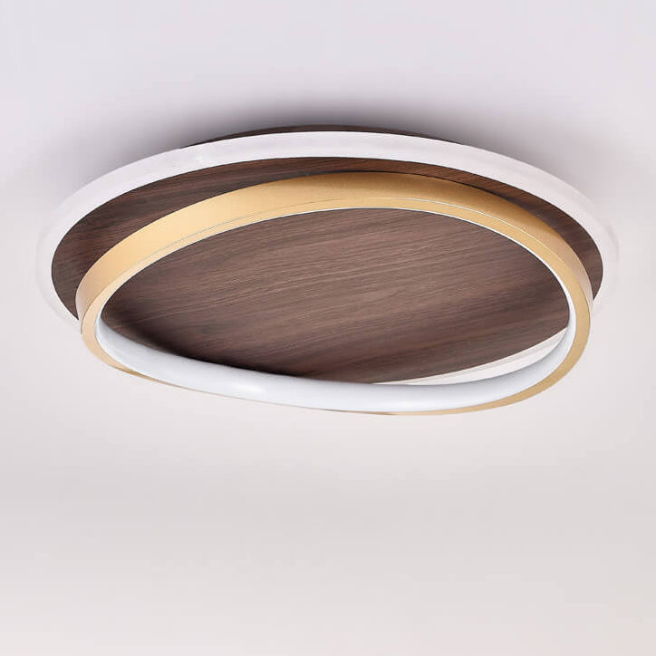 LED-Deckenleuchte mit Walnuss- und Goldrunddesign | Temsk