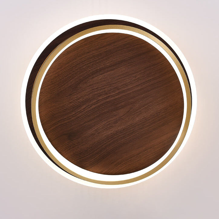 LED-Deckenleuchte mit Walnuss- und Goldrunddesign | Temsk