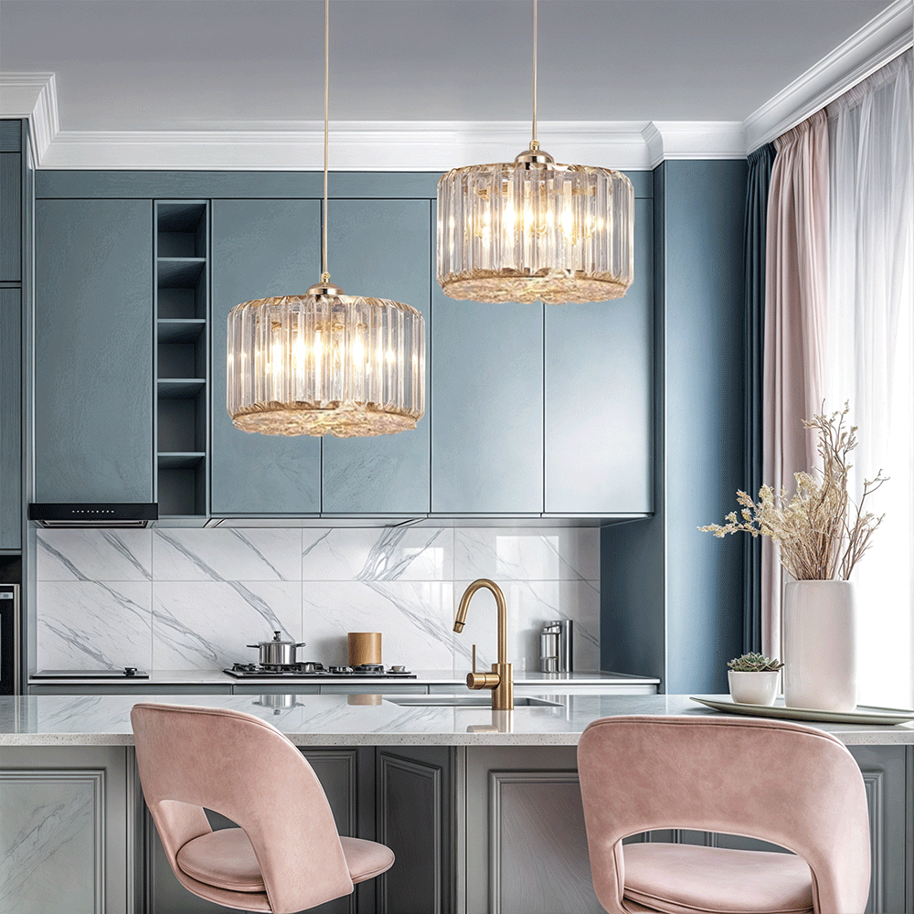 NovaCrystal Two-Tier Crystal Pendant Light With Angled Glass Prisms | Temsk