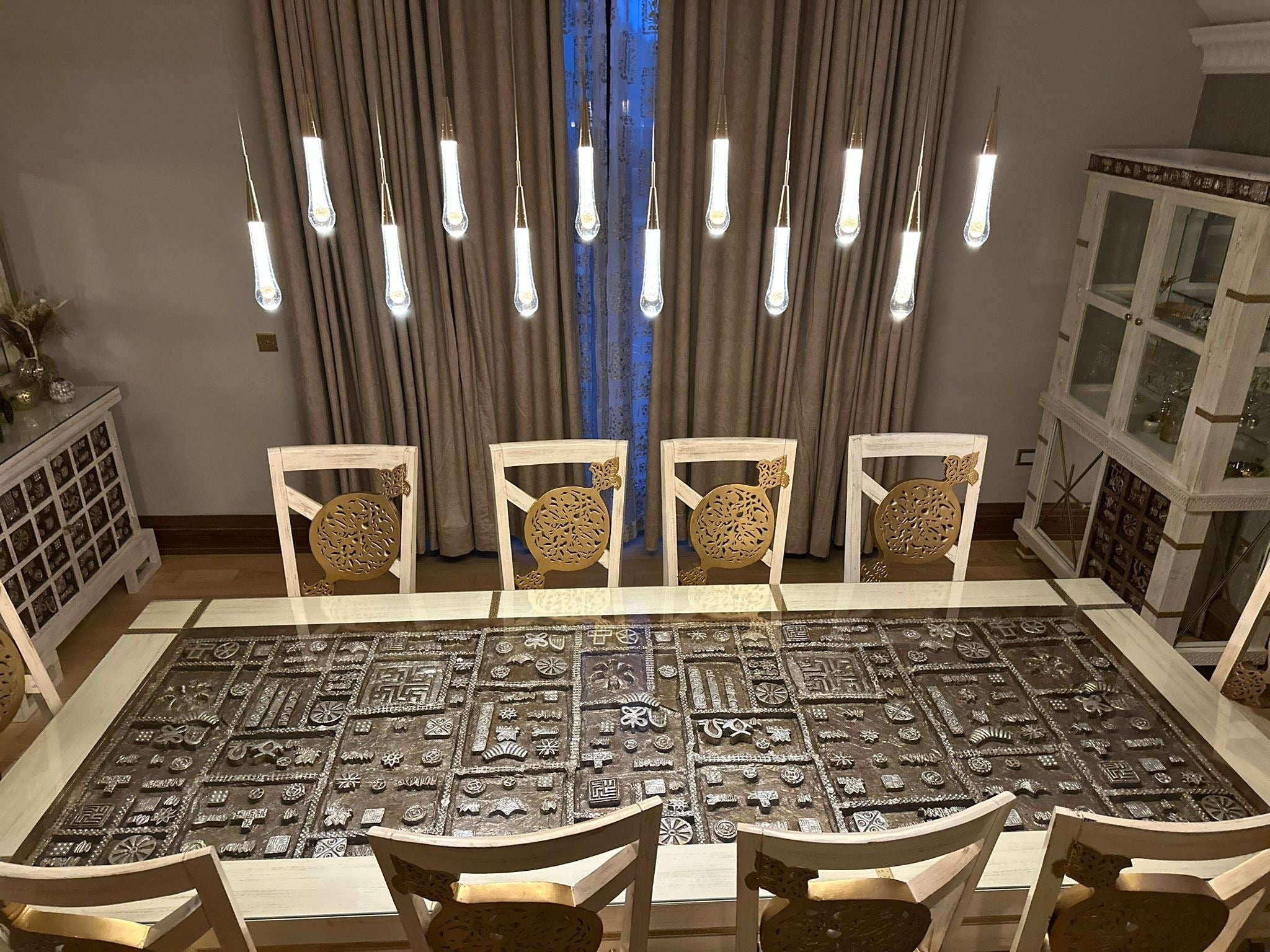 Auric Golden Droplet Pendant Lights with Crystal Finish | Temsk