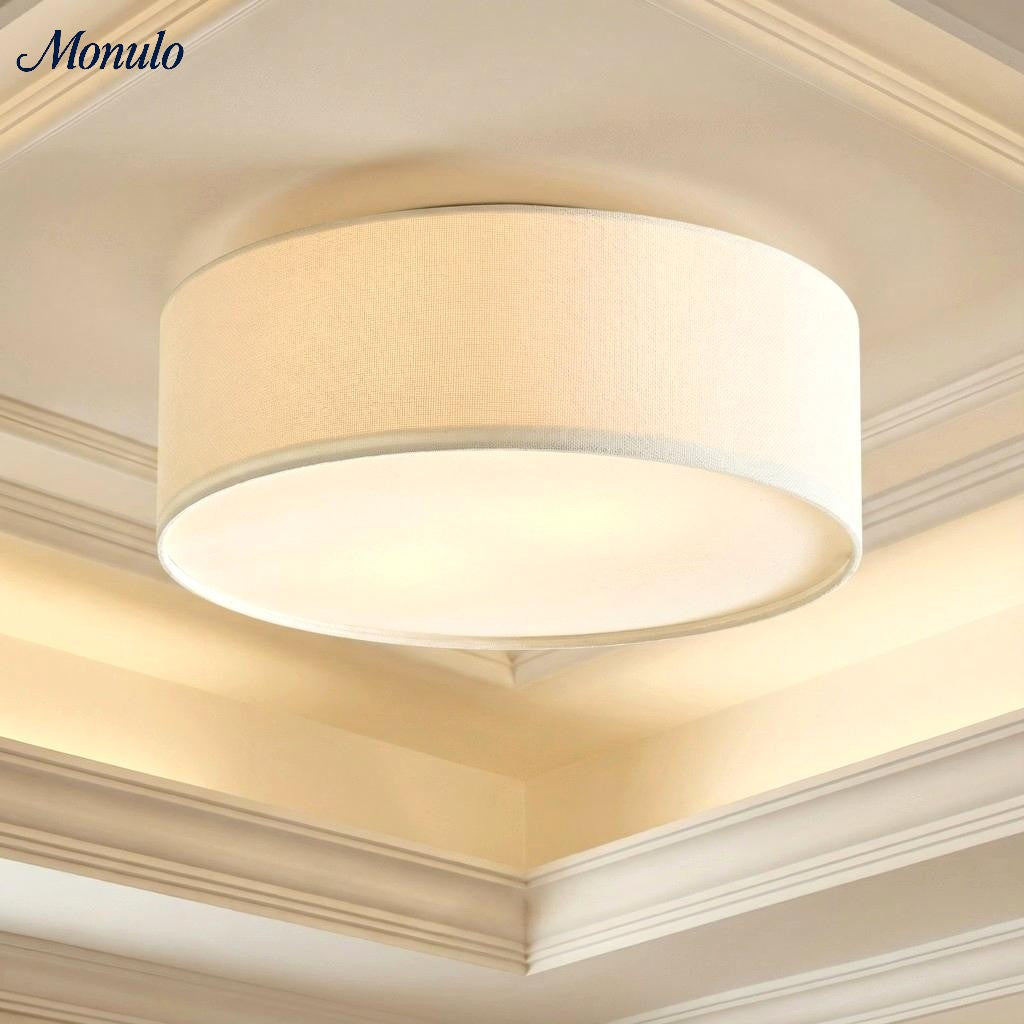 Linen Shade Drum Ceiling Light, Diameter 30/45 Cm, Scandinavian Modern Living Room Lamp | Temsk