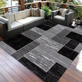Coastal Outdoor-Teppich mit Gittermuster in Schwarz und Grau | Temsk