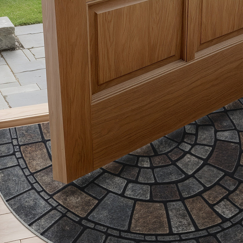 Semi-Circular Mosaic Entry Mat For Indoor And Outdoor Use | Temsk