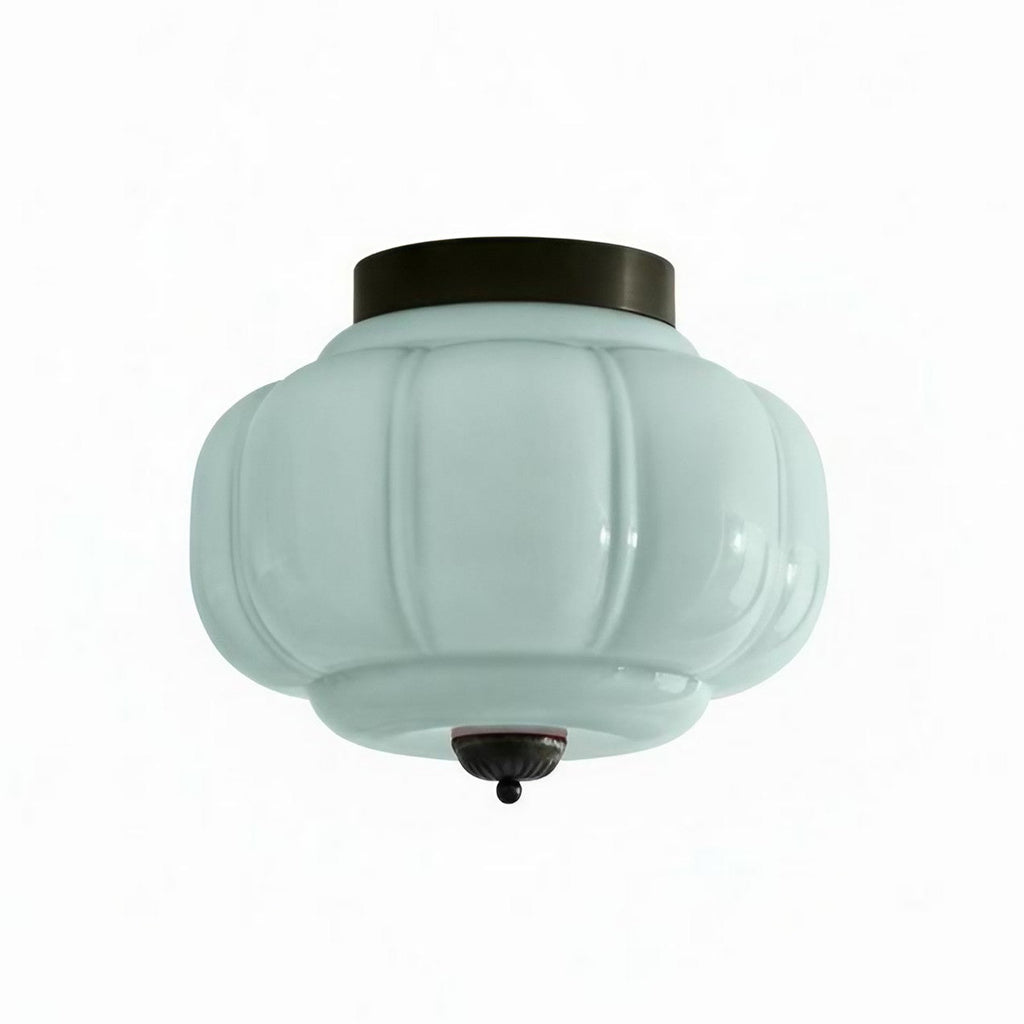 Milk Glass Ceiling Light With Glass Shade, Modern Flush Mount, Scandinavian Style | Temsk