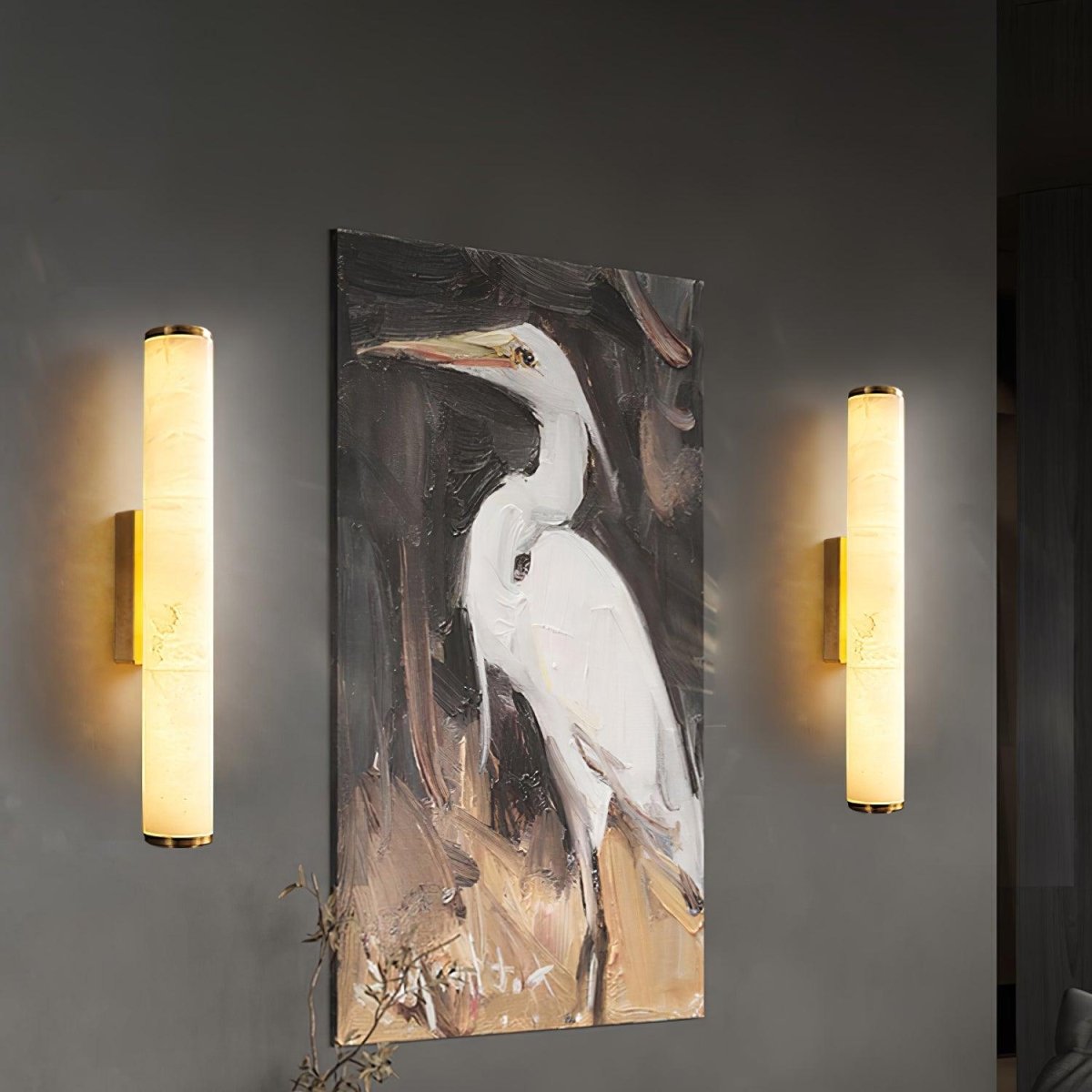 LED Wall Sconce With Alabaster Tube Design, 1 Light | Temsk