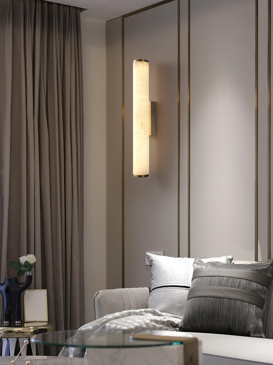 LED Wall Sconce With Alabaster Tube Design, 1 Light | Temsk