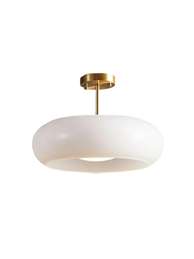 Bauhaus Glass Disk Ceiling Light In Brass Or Chrome Finish, Orange-Yellow Or White Glass | Temsk