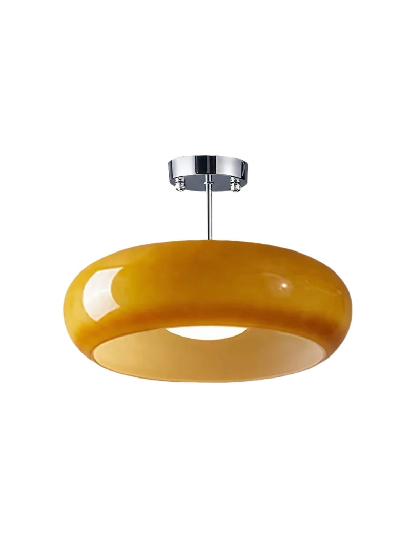 Bauhaus Glass Disk Ceiling Light In Brass Or Chrome Finish, Orange-Yellow Or White Glass | Temsk