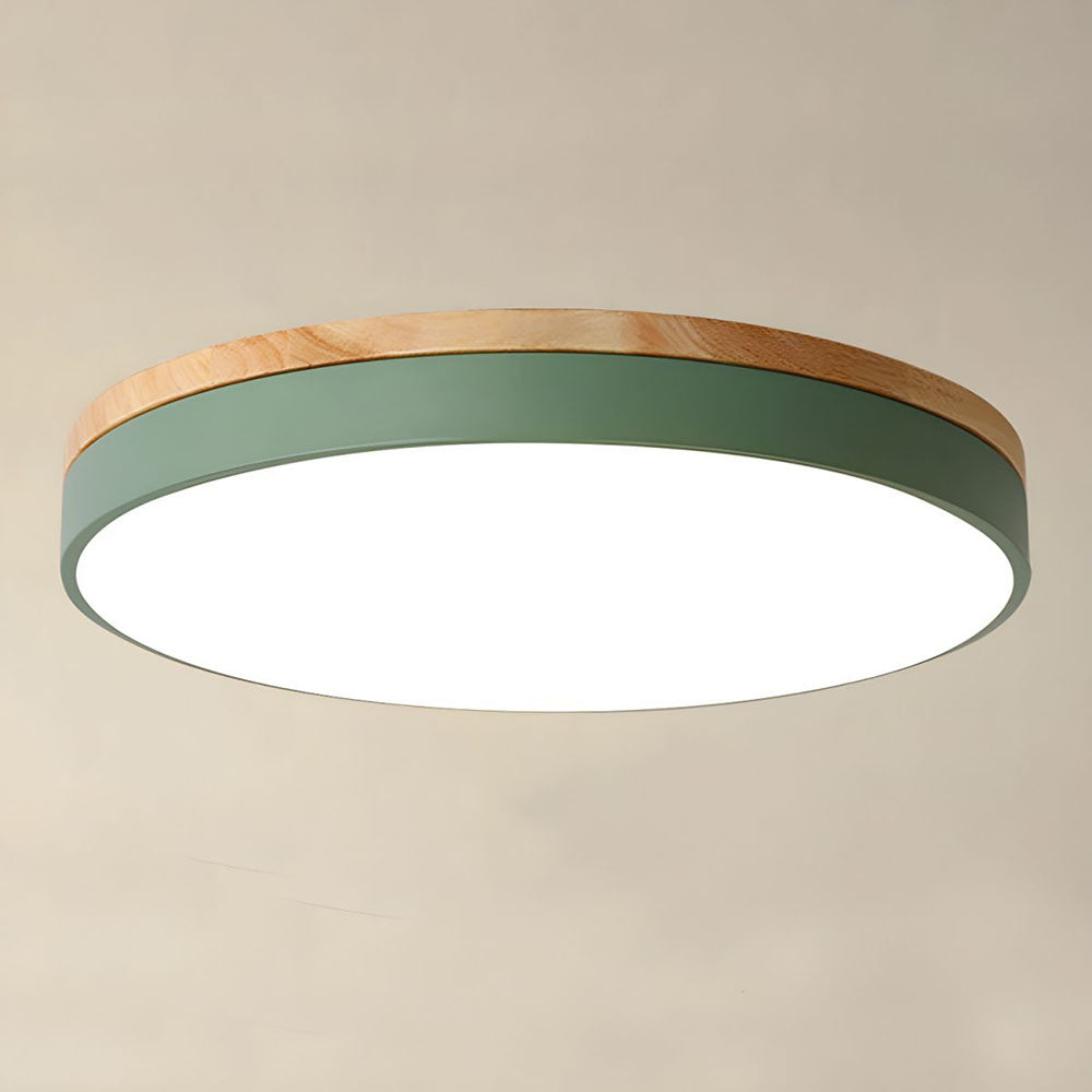 Round Wooden LED Ceiling Light With Acrylic, Dimmable Warm Glow, Scandinavian Style | Temsk