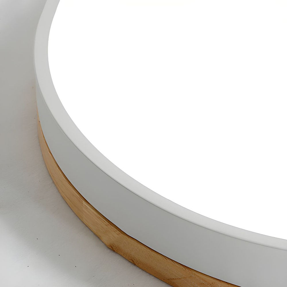 Round Wooden LED Ceiling Light With Acrylic, Dimmable Warm Glow, Scandinavian Style | Temsk