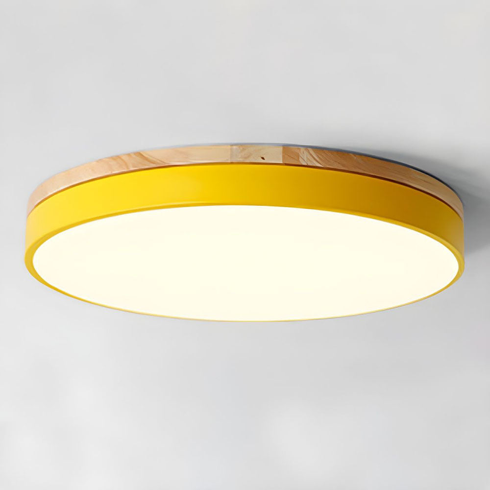 Round Wooden LED Ceiling Light With Acrylic, Dimmable Warm Glow, Scandinavian Style | Temsk