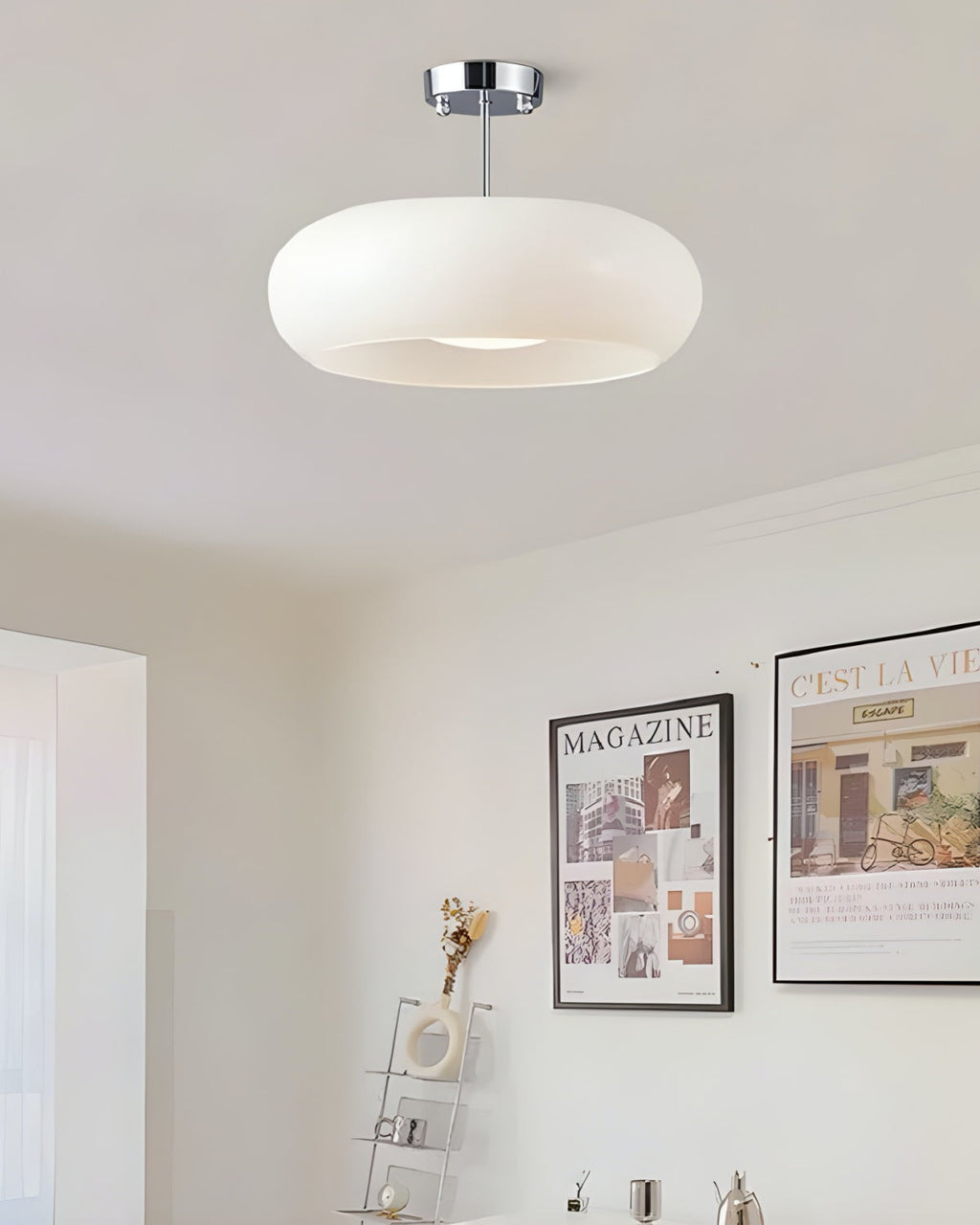 Bauhaus Glass Disk Ceiling Light In Brass Or Chrome Finish, Orange-Yellow Or White Glass | Temsk