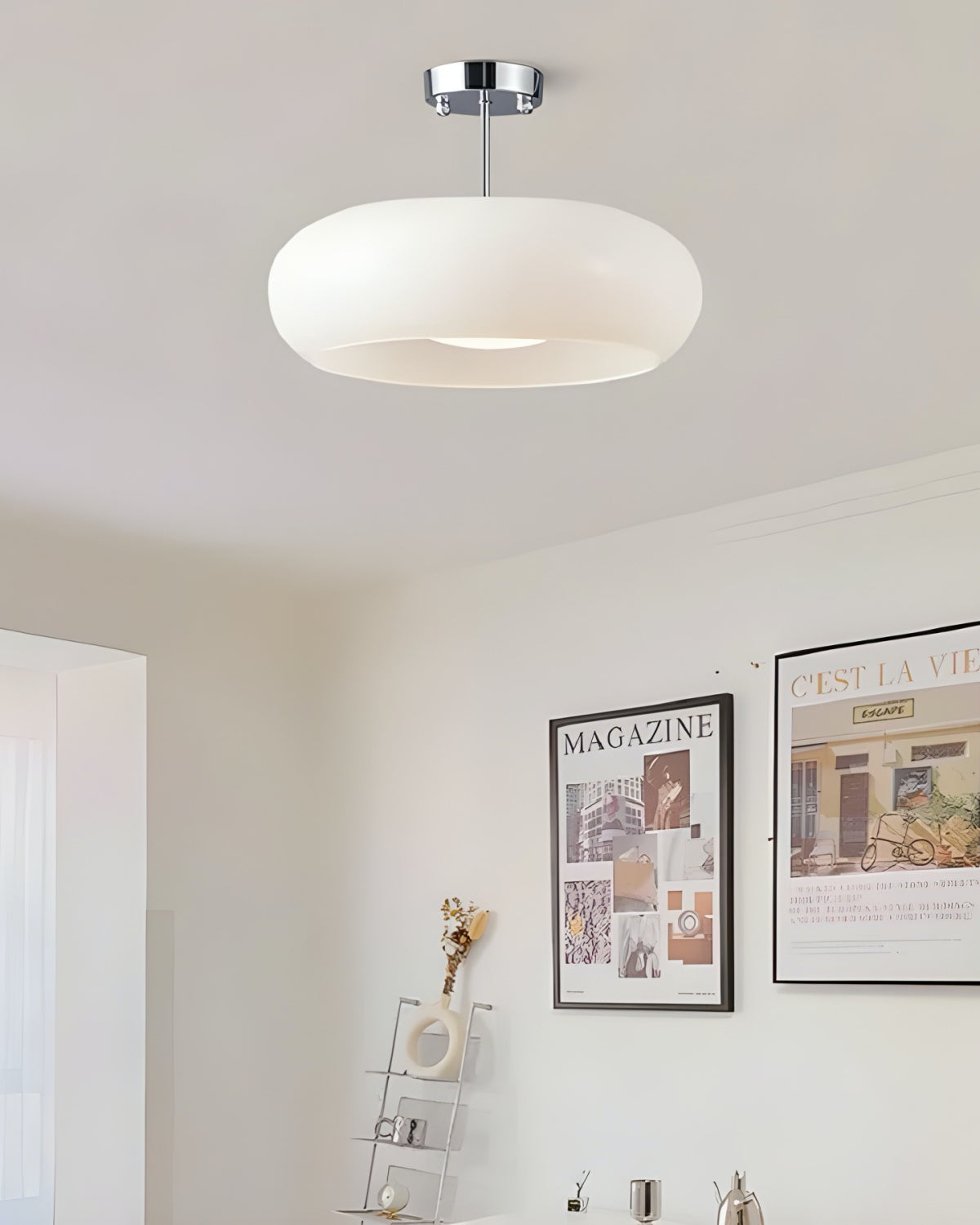 Bauhaus Glass Disk Ceiling Light In Brass Or Chrome Finish, Orange-Yellow Or White Glass | Temsk