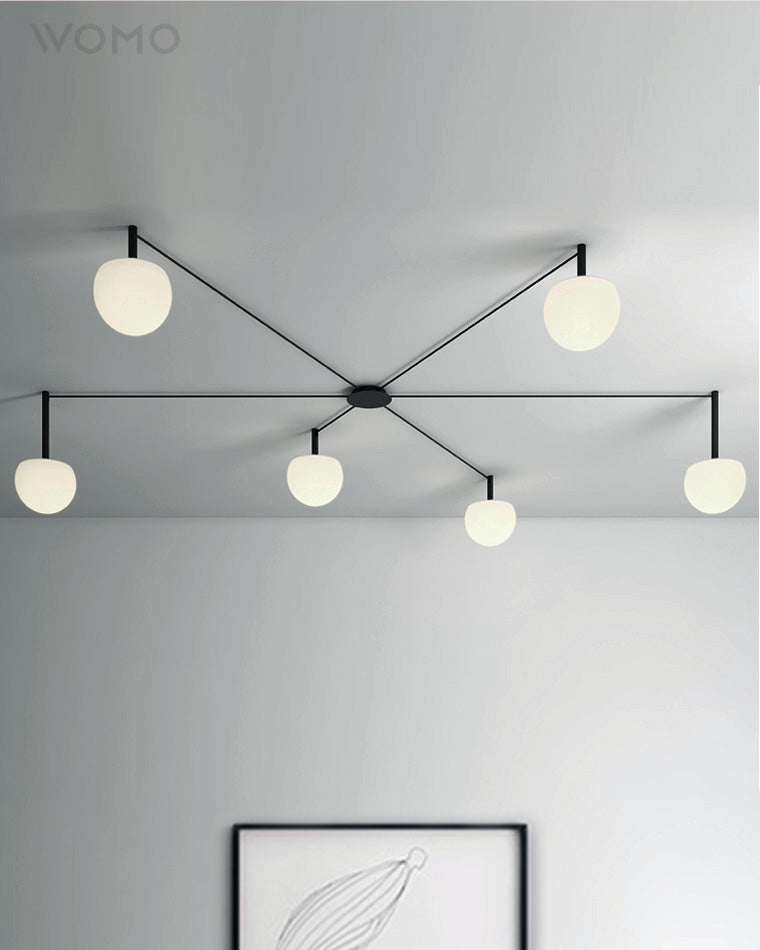 Adjustable Glass Globe Ceiling Lamp With White Metal Frame for Modern Living Room | Temsk