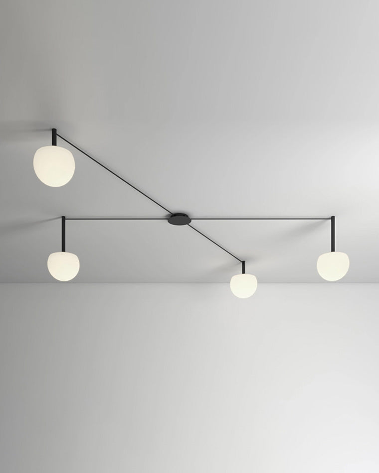 Adjustable Glass Globe Ceiling Lamp With White Metal Frame for Modern Living Room | Temsk