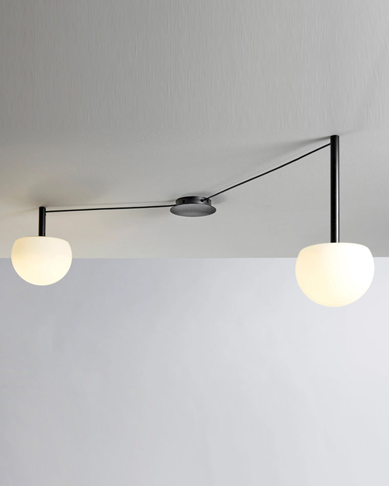 Adjustable Glass Globe Ceiling Lamp With White Metal Frame for Modern Living Room | Temsk