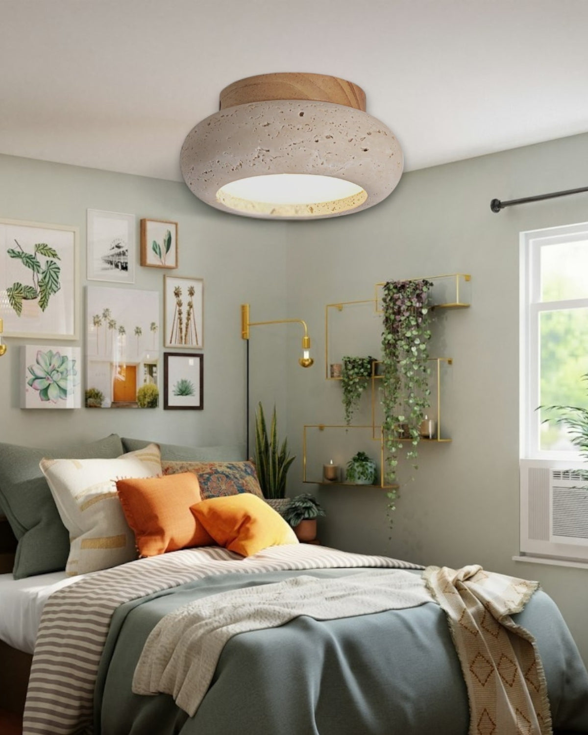 Acrylic Ceiling Lamp In Walnut Beige Tones For Living Room, Bedroom, Hallway | Temsk