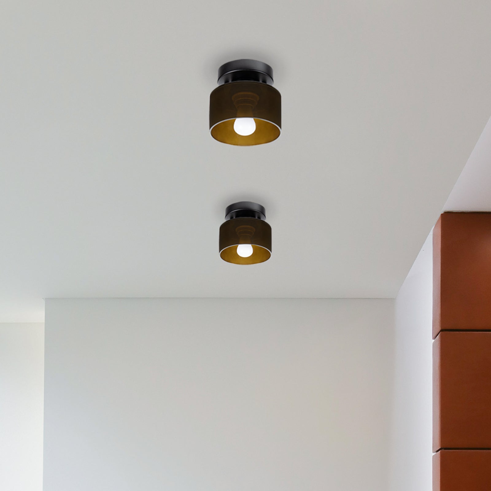 Amber glas retro loftslampe E27/E26 til køkken, gang og stue | Temsk