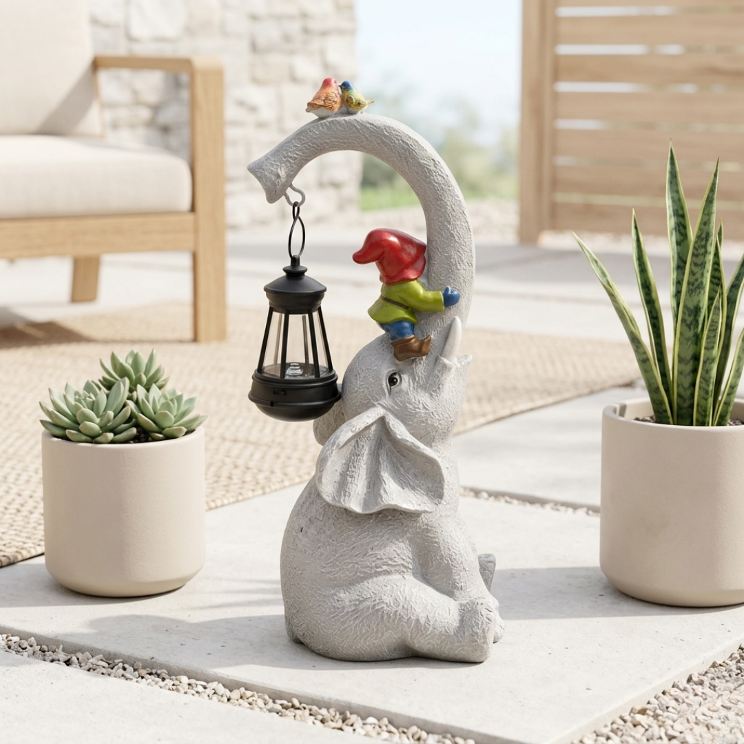 Solar Powered Elephant Garden Lantern For Outdoor Spaces | Temsk