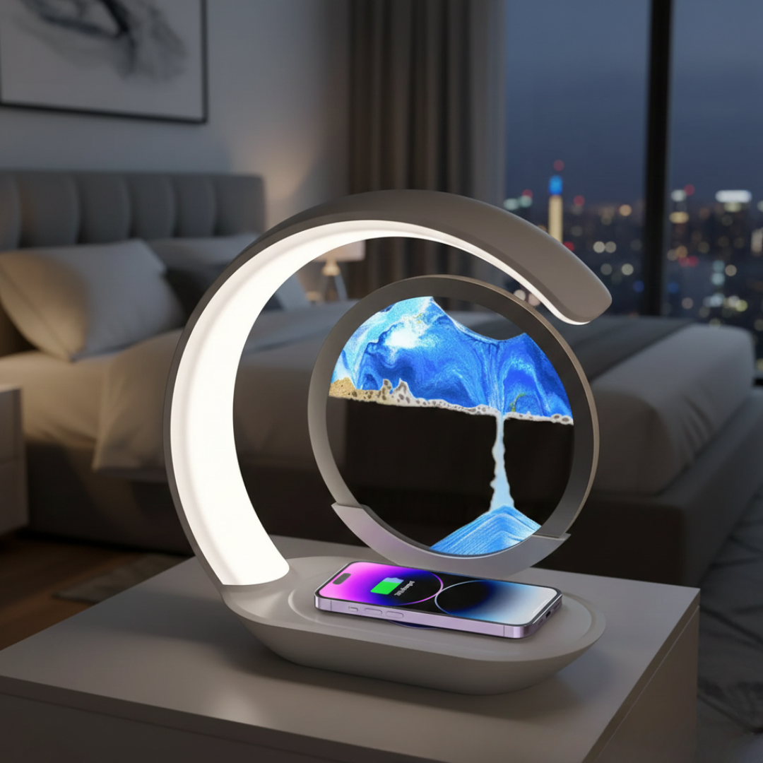 Lampada da tavolo a clessidra LED con ricarica wireless | Temsk